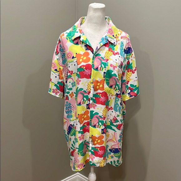 Hello Kitty Tops - Hello Kitty Button Down Tropical Shirt